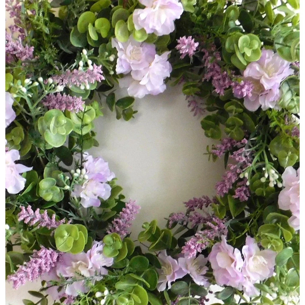 Lavender Front‎ Door Wreath, Eucalpytus, Purple Blossoms, Mothers Day Gift